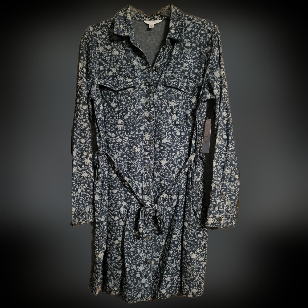 Floral Button-Up Dress with Belt